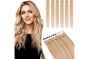Elailite Extension Capelli Veri Clip Balayage Remy Human Hair Naturali Set da 6 Ciocche Singole con Silk Lace 25cm 31gr (#18/#613 Beige Sabbia Biondo/Biondo Chiaro)
