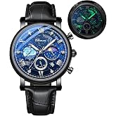 FANMIS Men's Classic Multifunctional Military Sports Analog Watch Business Dress Waterproof Luminous Chronograph Starry Sky M