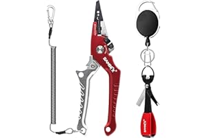 SAMSFX Aluminium-Feststellzangen für Angelsport Fishing Pliers mit schnellem Nagelknoten-Bindewerkzeug und Zinger-Retraktor