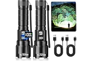 GEARLITE LED Taschenlampe Aufladbar, 6000 Lumen Extrem Helle Zoombares Taktische Taschenlampen mit 3 Lichtmodi & Langer Betriebsdauer, IP65 Wasserdichte Handlampe für Camping, Angeln, Notfäll, Wandern