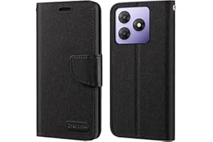 SHANTIME Oxford Fabric PU Leather Flip Wallet Case Compatible with Blackview Oscal Flat 2C, Durable Protective Cover with Card Slots and Magnetic Closure (Black)