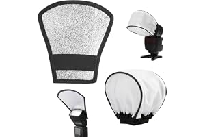 2 stycken universell blixtdiffusor, blixt diffusor, silver, 2 i 1 blixtreflektor, mini ljusdiffusörduk, softbox för fastsättningsblixt, silver/vit reflektor med gummiband, universal, för kamera