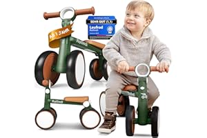 Rollindi Kinder Laufrad ab 1 Jahr [Mitwachsend] Kippsicher Leicht Lauflernrad Baby Fahrrad ab 1 Jahr Balance Bike Erster Geburtstag Junge und Mädchen von 12-36 Monate | Neues Modell, Grün