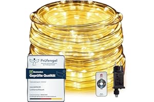 HAUSPROFI 15M 200 LEDS Lichterschlauch mit Fernbedienung,Lichterkette, 8 Modi und Helligkeit dimmbar, Strombetrieben,Wasserdicht, Ideal für Aussen, Weihnachtsbeleuchtung, Deko, Party, Feier Ø5mm