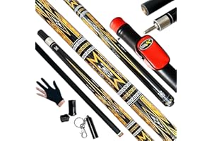 Tai ba cues Billard-Queuestab + Hartschalenkoffer, 13 mm Spitze, 147,3 cm, Hartholz, kanadischer Ahorn, professioneller Billard-Queue-Stick 18,19,20,21,22 g (wählbar), Blau, Schwarz, Rot, Grau, Grün