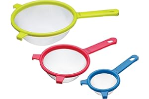 Colourworks CWSTRAINSET KitchenCraft Stainless Steel Fine Mesh Sieve Set, 18 cm. 12.5 cm, 8 cm
