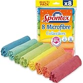 Spontex Microfibre Cleaning Cloths | 8 Microfibre Collection Cloths | Use as Dust Cloths &amp; Tea Towels | 30 x 30 cm | Assorted