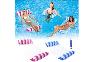 71NMLY 2 Pack Inflatable Pool Floats Hammock, 4-in-1 Multi-Purpose Pool Infalatable, Swimming Pool Inflatables with a Manual Air Pump, Pool Chairs Toy for Adult Kids Water Party Beach