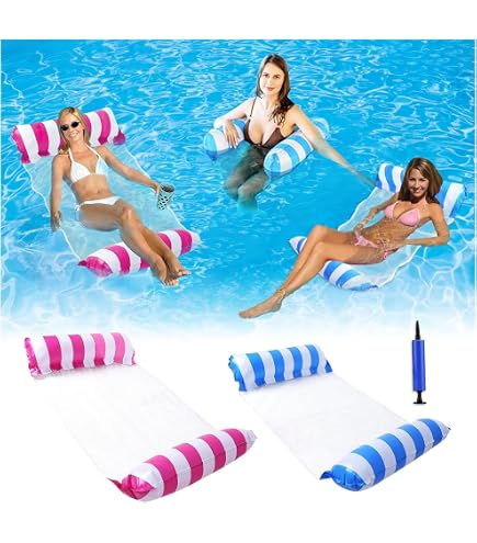 Lot De 2 Hamacs Gonflables Piscine 4 En 1 – Chaise Longue, Flotteur, Siège Sportif Pour Été, Plage, Lac