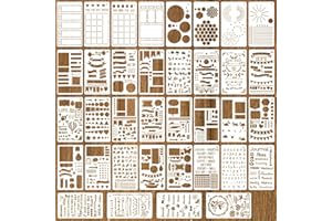 KTXABY 36-Piece Journal Stencil Set for Bullet Journals, 10.2 x 17.8 CM, Planner Stencils, Reusable
