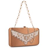 ADISA Beaded formal party clutch with gold chain for women and girls