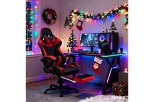 Soontrans Sedia Gaming Massante, Sedile con Supporto Lombare e Poggiatesta, Schienale Alto, Sedia Girevole per Youtube Livestream PlayStation (Rosso)