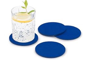 FILU Filzuntersetzer rund 8er Pack (Farbe wählbar) blau - Untersetzer aus Filz für Tisch und Bar als Glasuntersetzer/Getränkeuntersetzer für Glas und Gläser