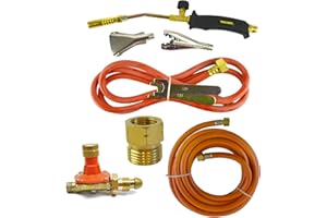 AB TOOLS Gas Torch Burner 2m & 5m Propane Hose Roofer Plumber Weed Regulator