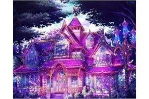 CAYUDEN Zestaw do malowania według numerów, 40 x 50 cm, farby olejne, dla dorosłych, początkujących, dzieci, krajobraz zamku, z 3 pędzlami, płócienny, prezent