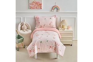 DuShow Toddler Duvet Cover Set For Girls,Toddler Butterfly Duvet Cover With Pillowcase,Jacquard Seersucker Toddler Bedding Set For Junior/Cot Bed 120 cm x 150 cm