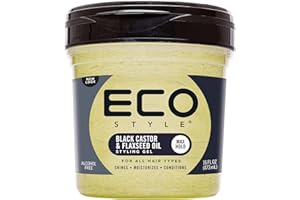 Eco Style Black Castor And Flax Seed Oil Eco Styler Hair Gel, Hydrate and Style, Alcohol-Free, Green 473 ml (Pack of 1)
