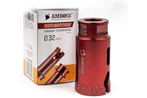 AMBOSS WERKZEUGE Amboss RED Edition M14 - Corona diamantata per smerigliatrice angolare in gres porcellanato, piastrelle dure, granito/corona di perforazione a secco ideale (Ø 32 mm)