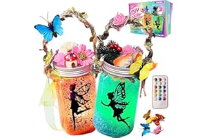 FOMOMDI DIY Feen im Glas, farbwechselndes Feenlaterne-Nachtlicht-Set mit Fernbedienung, Geschenke und Aktivitäten für Kinder Mädchen zum Geburtstag und Feiertagen, Bastelspielzeug
