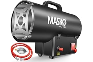 Masko® Radiateur soufflant à gaz Chauffage à gaz Canon à Chaleur Chauffage Radiant au gaz Chauffage de Chantier Chauffage à gaz Chauffage Radiant Générateur d'air Chaud, Noir, 15 KW