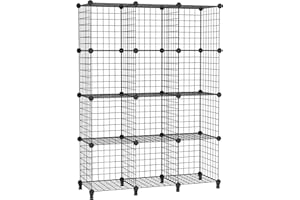 ‎AWTATOS AWTATOS 12 Drahtwürfel Stapelbarer Regal Mit Türen - DIY Metallgitter Würfelbuchregal Für Wohnzimmer, Schlafzimmer, Bad - Schwarz USCIH12BE