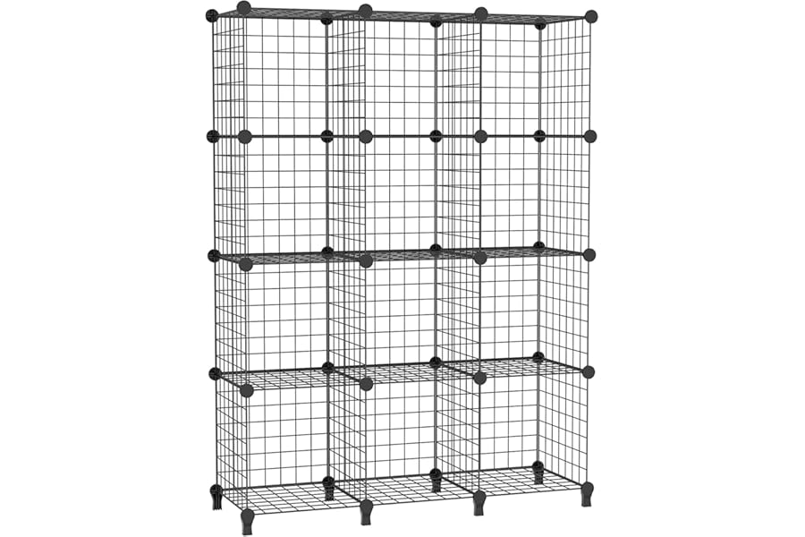 AWTATOS Cube Storage Unit, 12 Cube Wire Storage Shelves, Multifunctional DIY bookcases and Shelving Units Perfect for Office/Livingroom/kitchen/Bathroom, Black USCIH12BE