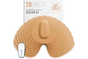 Not Just A Patch CGM Sensor Patches for Dexcom G6 & MiaoMiao (20 Pack) - Water Resistant & Durable for Active Lifestyle for 10-14 Days - Pre-Cut Dexcom G6 Adhesive Patches in Beige