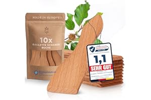 Das ausgezeichnete GOLDENBERG® Raclette Schaber Buche geölt - 10er Set Raclette Spachtel - Raclette Zubehör aus Europa - Raclette Schieber - Holz Spachtel Raclette - Raclette Holzschaberv