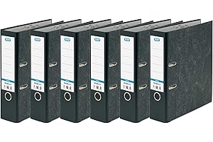 Elba A4 Lever Arch Files, Black Cloud Effect, Durable Matt Paper on Board Folders (Pack of 6)