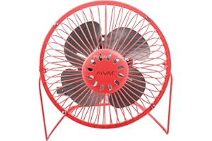 MY WAVE - Mini Ventilador USB - Color Rojo - Ventilador de Mesa con 5 V - Ideal para Llevar Contigo - Interruptor de Palanca con 1 Velocidad - Medidas de 19 x 9.6 x 19.5 cm