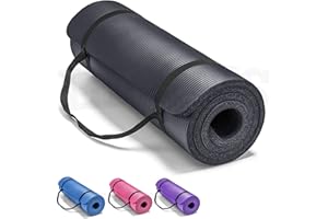 Lions Yoga Mat Thick 10MM - 183cm x 60cm Multi Purpose Yoga Matt for Men Women, Non Slip NBR Foam Exercise Mat with Carry Str