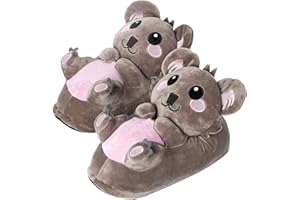 corimori Słodkie pluszowe kapcie (10+ wzorów) Koala "Hugo" pantofle rozmiar uniwersalny 25-33,5 unisex pantofle szare