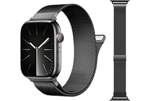 MRAIN-H Breveté Métal Milanais Compatible avec Bracelet Apple Watch Series 10 9 8 7 6 5 4 3 Ultra 2 1 SE SE2 46mm 49mm 45mm 44mm 42mm 41mm 40mm 38mm Femme Homme, Metal Bracelets Magnétique pour iWatch