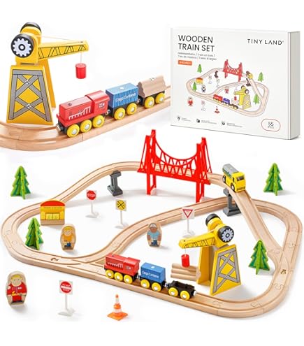 Set Di Treni In Legno SainSmart Jr. – 112 Pezzi, Compatibile Con Brio E Thomas, Giocattolo Per Bambini