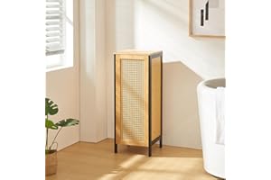 [en.casa] Kosz na pranie Tervola z pokrywą, 51 l, czarny, bambusowy, wygląd rattanu, 80 x 30 x 30 cm