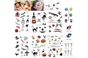 HOWAF Halloween Tatouages Temporaire Tattoo Enfants Fille garçons, Étanche Tatouages éphémères Monstre Vampire Citrouilles ​​Autocollant pour Enfants Deguisement Halloween Cadeau (10 Feuilles)