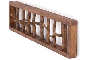 DESIGN DELIGHTS Appendiabiti da Parete in Legno di Abete Riciclato, Pezzo Unico, 80 x 22 x 12 cm (Larghezza x Altezza x profondità), Stile Shabby Chic
