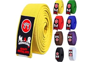MAR INTERNATIONAL MAR | Martial Arts Belt, Plain Ranking Belt - 100% Cotton | Professional Equipment for All | Coloured Grading Belts, Ideal for Karate, Judo, Taekwondo, Jiu jitsu (220cm - 320cm)