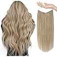 Sunny Hair 18inches Halo Hair Extensions Human Hair Golden Blonde Highlight with Medium Blonde Flip on Hair Extensions Remy Hair 80g/pack