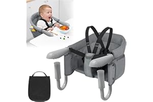XMTECH Tischsitz Faltbar Babysitz Baby Hochstuhl Sitzerhöhung,Babystuhl zum Befestigen am Tisch,ortable Stabile Struktur Stuhlsitz,Gepolsterter Tischstuhl mit Tasche,Grau