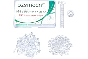 Pzsmocn 100 Piezas / 50 Juegos M4 PC Juego Tuercas y Tornillos Acrílico Diáfano. M4 * 30 mm Tornillo Plástico PC Acrílico Diáfano Cruz Apriete Mano Tornillo Redondo y kit de Tuercas Hexagonales M4.