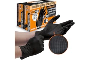 GripSense Nitrile Gloves (2 Packs of 50) - High Density Diamond Grip Black Gloves - Latex & Powder Free Black Nitrile Gloves Medium - Mechanic Gloves Extra Thick & Super Strong - Max Dexterity L5
