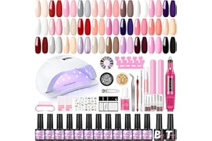 COSCELIA 30pcs Vernis Gel Semi Permanent 80W UV/LED Lampe Ongles Gel Ponceuse à Ongle Ponçage Accessoires Remover Base Top Coat Nail Art Débutants Kit Manucure