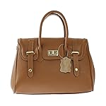 Chicca Tutto Moda CTM Borsa a mano da Donna in vera pelle made in Italy con manici e tracolla 34x23x13 Cm