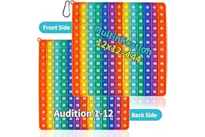 TWINSUN Times Table Poppet 12x12,Double Sided, Addition 12+12, Multiplication 12X12,Push Pop Bubble Sensory Fidget Toys Rainbow Fidget Toys Stress and Anxiety Relief Toys (1-12)