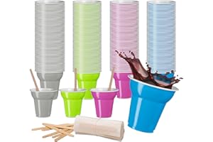 COFFISANO Set 200 Bicchierini Caffè + 200 Palette, Bicchieri 70 ml in Plastica e Palettine in Legno Betulla per Espresso, Bevande, Orzo, Ufficio, Asporto