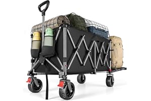 YEAUPE PRO Carro Plegable Todo Terreno – Frenos Dobles, Ruedas Anchas, Estructura Reforzada, Mango Ajustable – Ideal para Playa y Camping – 150‑240L, Negro