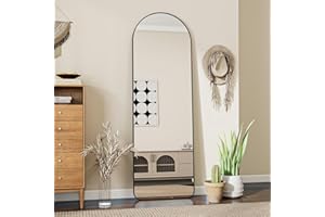 ‎KOONMI Koonmi 40 x 150 cm Gewölbter Top Ganzkörperspiegel - Bogen Ganzkörperspiegel mit Runden Ecken Frei Stehend-Hängend-Lehnend, Boden Standspiegel als Ankleidespiegel für Wohnzimmer, Schwarz