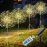 ZVO Luci Solari per Giardino, 2 Pezzi 120 LED Lucine da Esterno Energia Solare Fuochi d