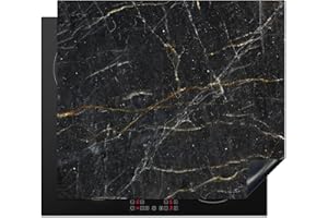 KitchenYeah© Copri Piano Cottura Induzione 60x52 cm Coprifornelli Fornello Proteggi Tutto per la Cucina Fornelli Marmo - Nero - Oro - Grigio - Struttura in marmo